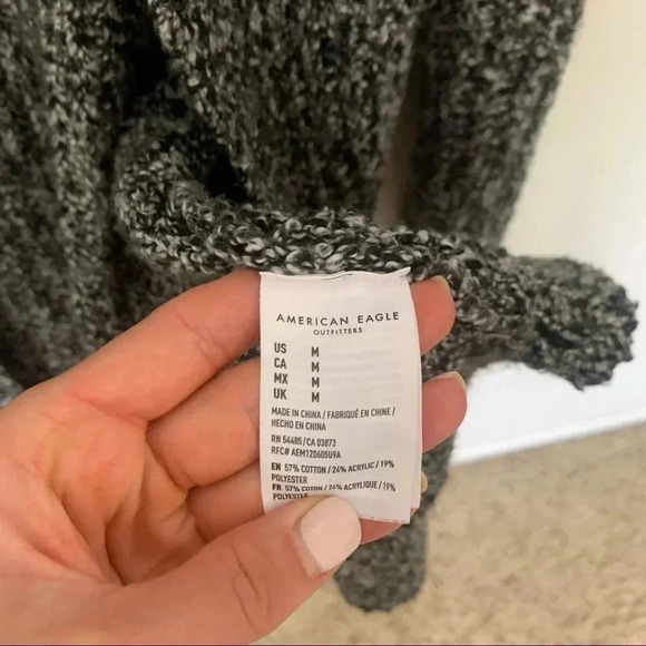 American Eagle Slouchy Oversized Black and Grey Marled Cardigan Medium - Picture 4 of 7